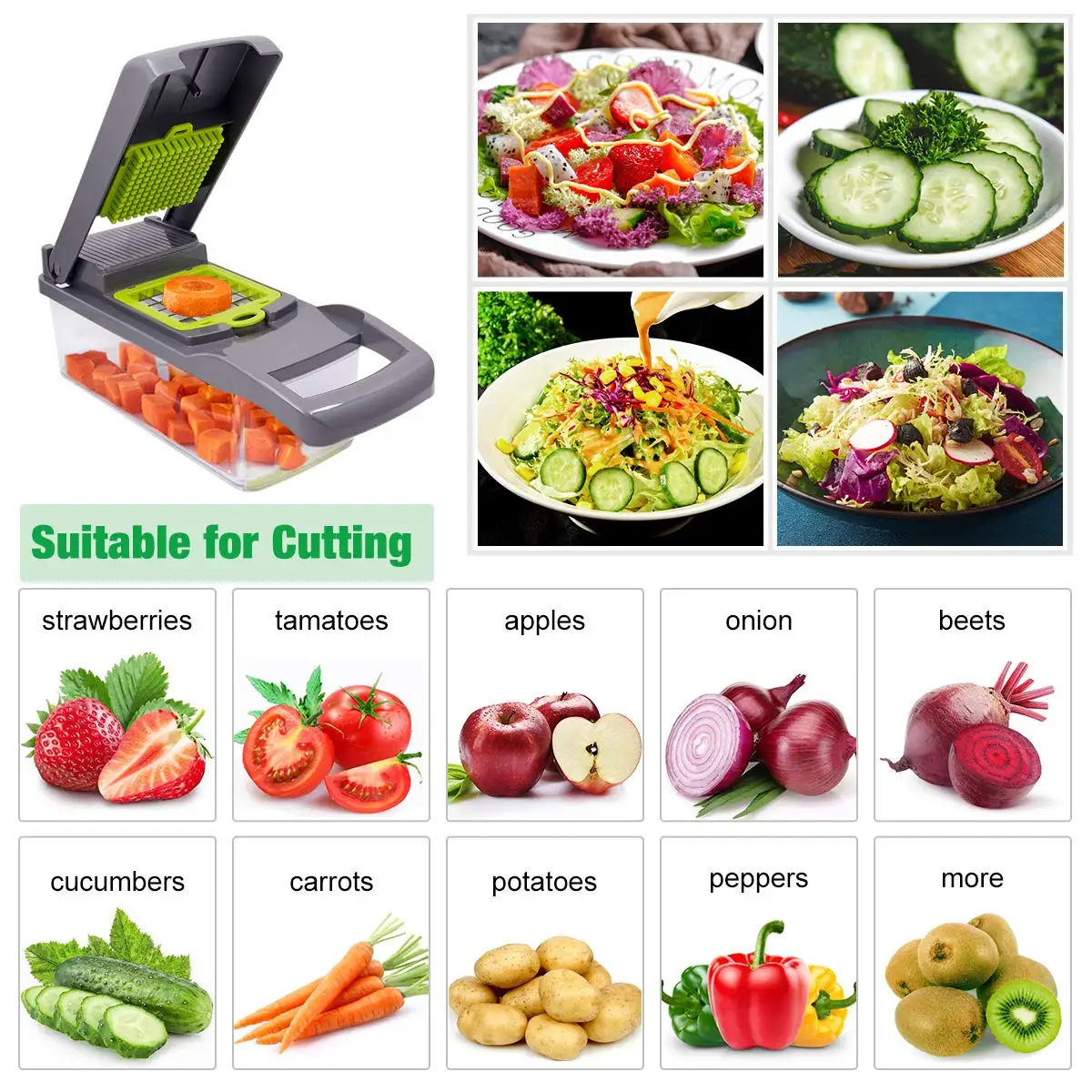 Vegetable Cutter Multifunctional Slicer Fruit Vegetable Peeler Grater  Kitchen Accessories Basket Vegetable Slicer 