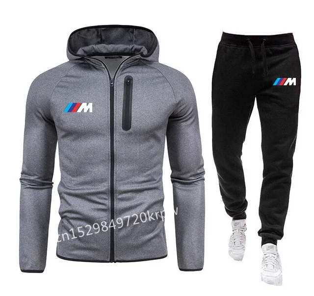 

2021 Hooded tracksuit Men Set Sporting for smile bmw Jacket+Pants 2 Pieces Sweatshirt &Pant racing Suit ju