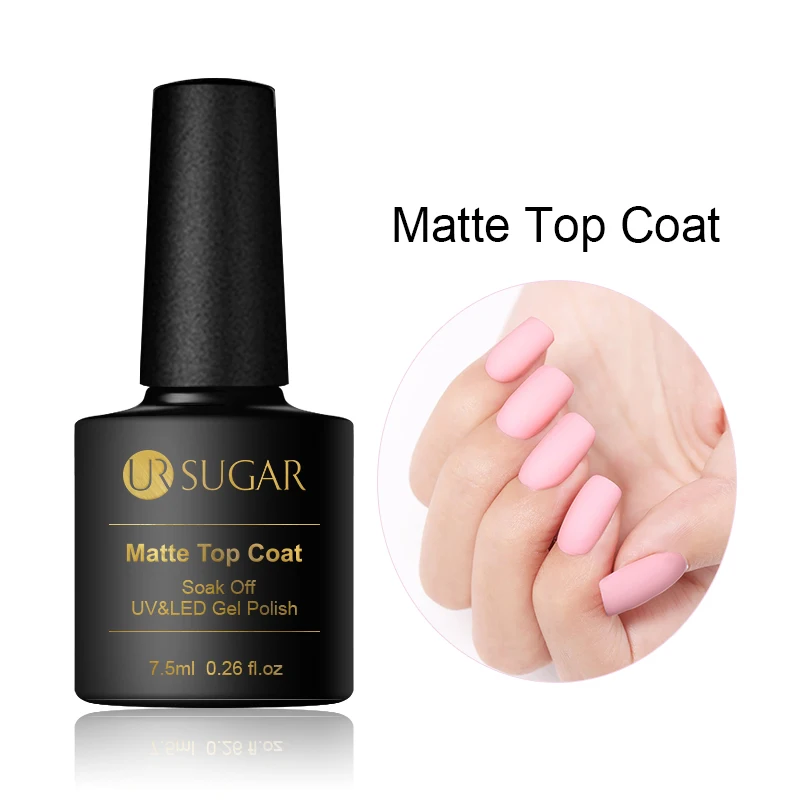 Matte Top Coat Ur Sugar, 7,5 мл, голографический блеск, карамельный цвет, красный цвет, замочить от УФ-геля, лак, основа, топ, матовый лак для ногтей - Цвет: Matte Top Coat