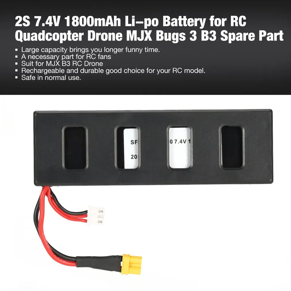 XT-30 2S 7.4V 1800mAh Rechargeable Li-po Battery with USB Charger for RC Quadcopter Drone MJX Bugs 2 B2 Accessories Parts | Электроника