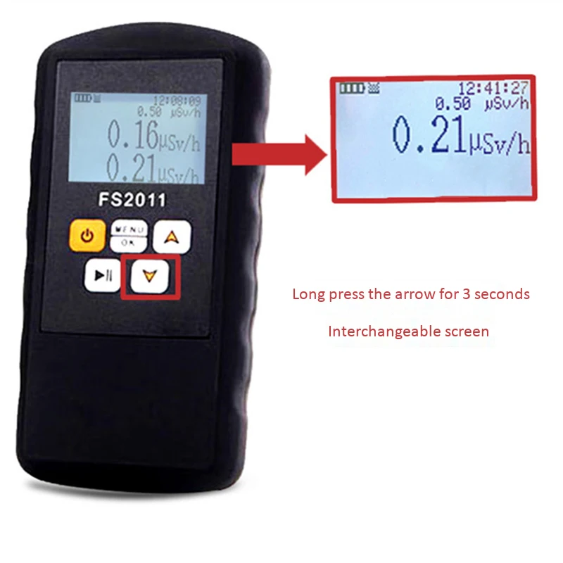 FS2011 детектор излучения счетчик Гейгера бета гамма рентгеновский с сигнализацией