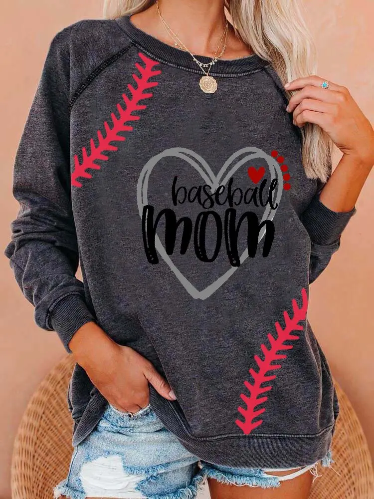 

2021 new versatile original suzerain printed round neck sweater stitching loose medium length top fashion