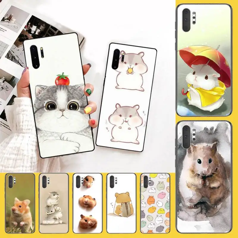 HPCHCJHM черный мягкий резиновый чехол для телефона из ТПУ с котом хомяком Samsung Galaxy J7