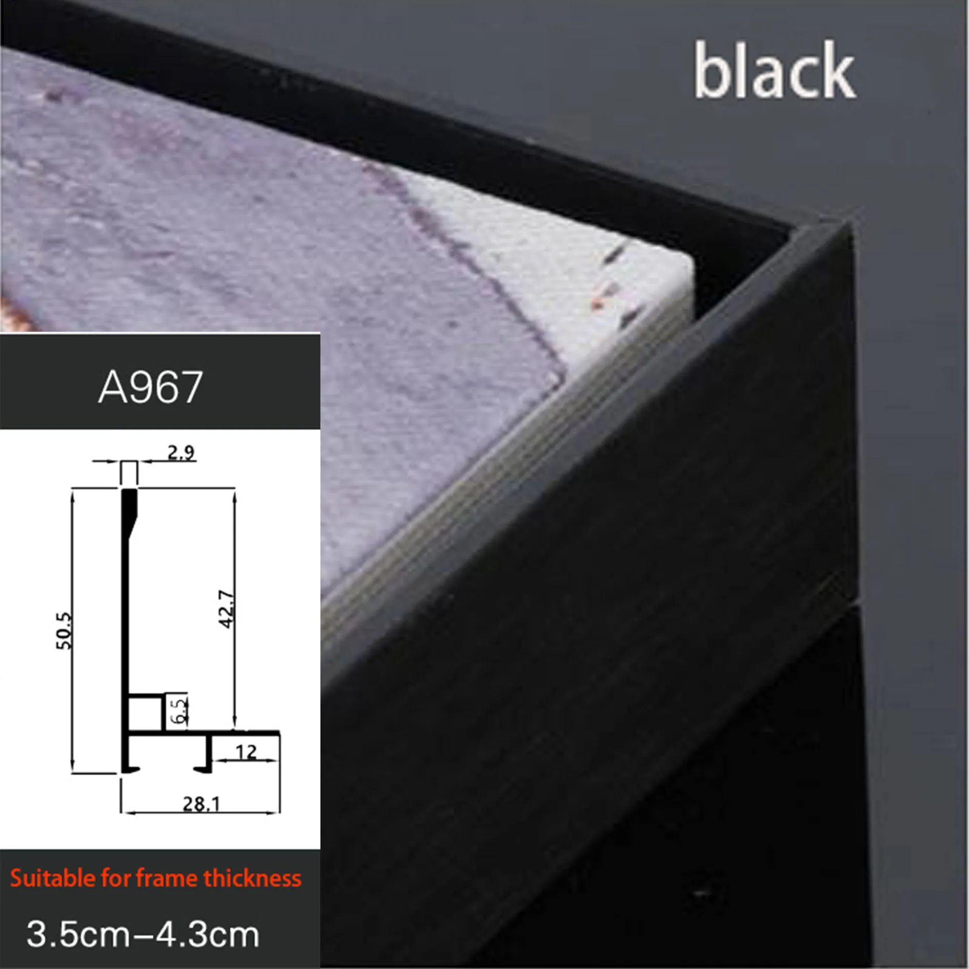A967 black color Рамка для картин, большой размер, сделай сам, холст из алюминиевого сплава, картина, рамка для картин маслом, рама ramka na zdjecie porta retrato - Цвет: A967 black color