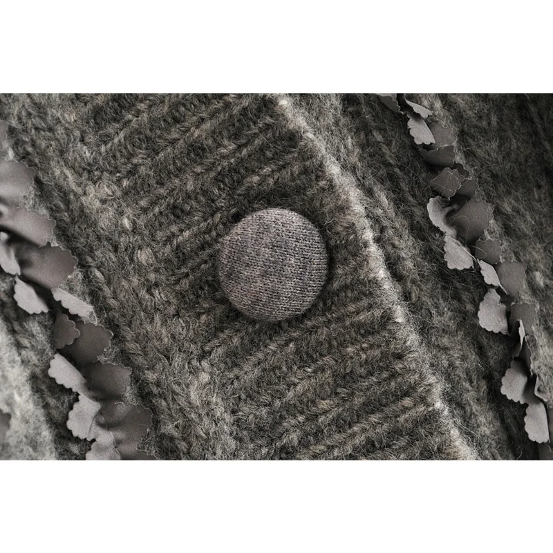 Женский жаккардовый кардиган винтажный однобортный свитер с V образным вырезом и