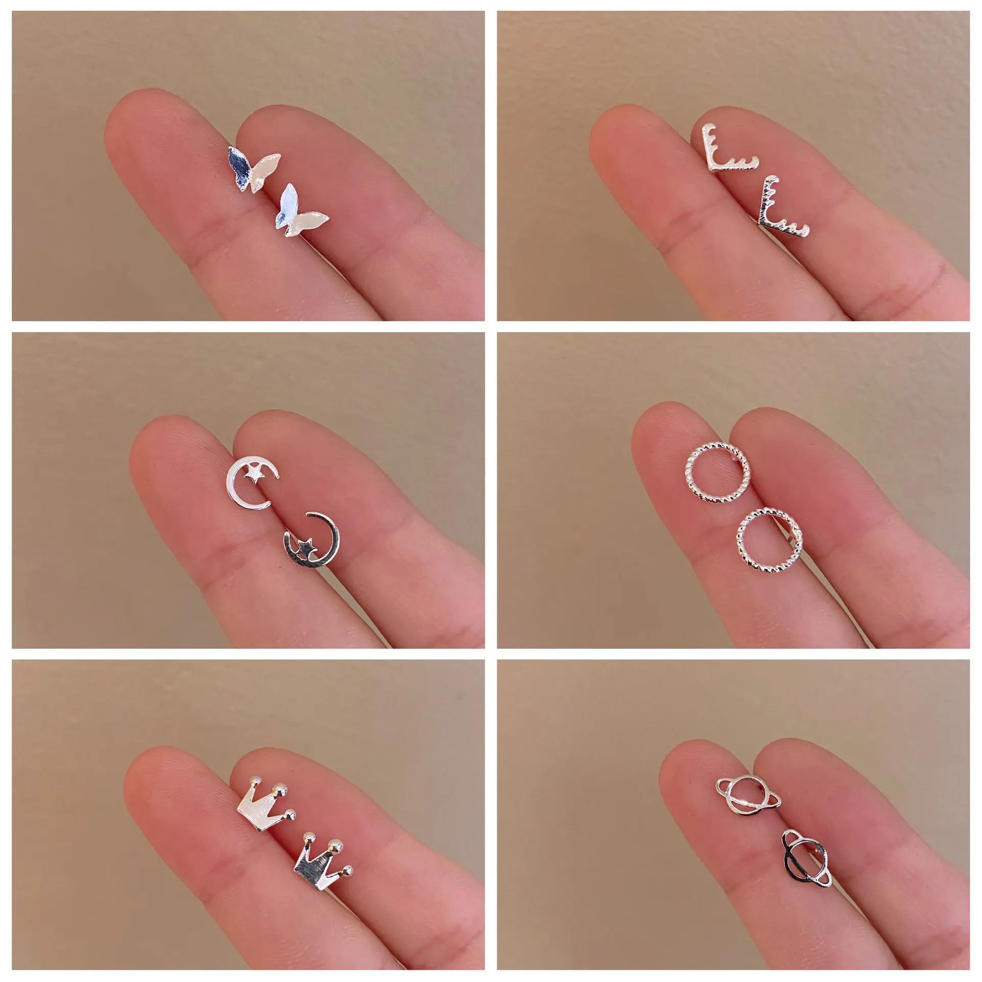 

Fashionable Simple Earrings Female Ear Stick Ear Hole Simple And Small Hypoallergenic Personality clover