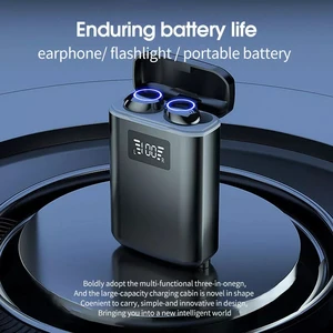 tws wireless earphones bluetooth 5 1 super battery 4000mah powerbank headphones flashlight 3 in 1 ipx7 waterproof gamer earbuds free global shipping