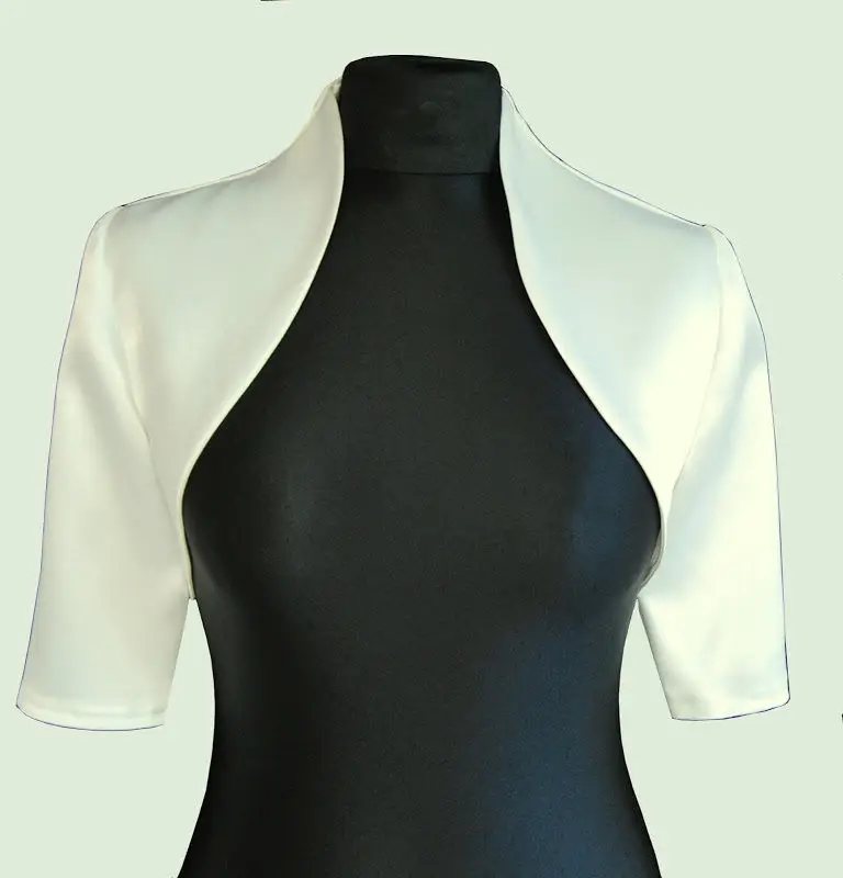 Женское свадебное атласное Болеро цвета слоновой кости с рукавом до локтя