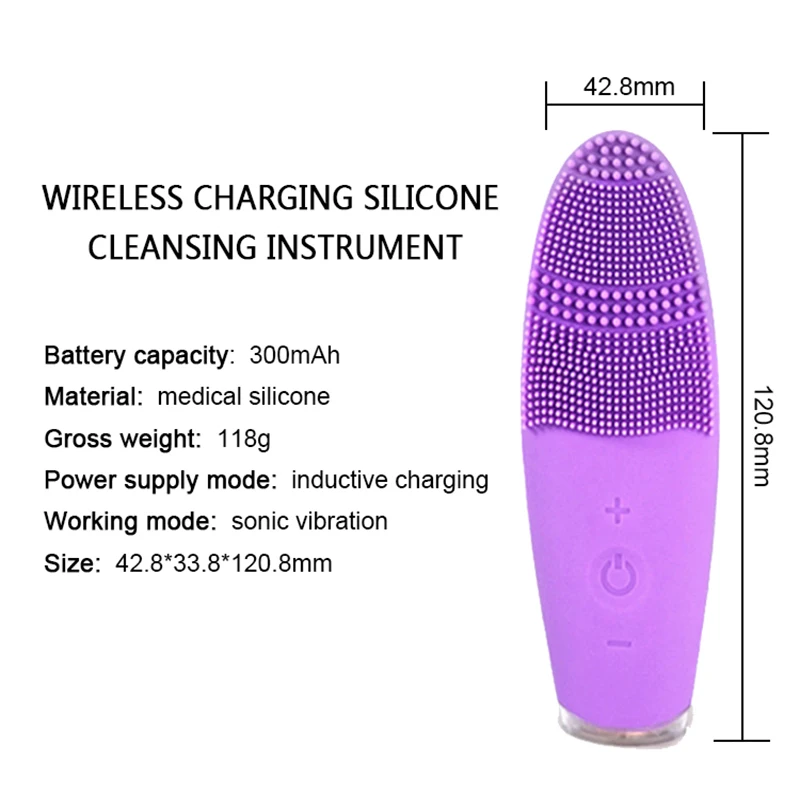 

Face Cleansing BrushWirelessCharge ElectricSilicone Sonic Vibration Massage Waterproof Pore Cleaner Skin Care Beauty Tools
