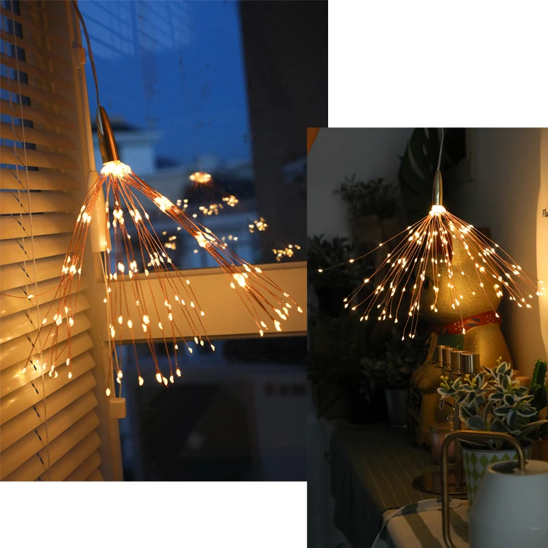 DIY наружное украшение для сада Светодиодный Фейерверк взрыв Рождественский Сказочный светильник с солнечной энергией подвесной светодиодный гирлянда Starburst