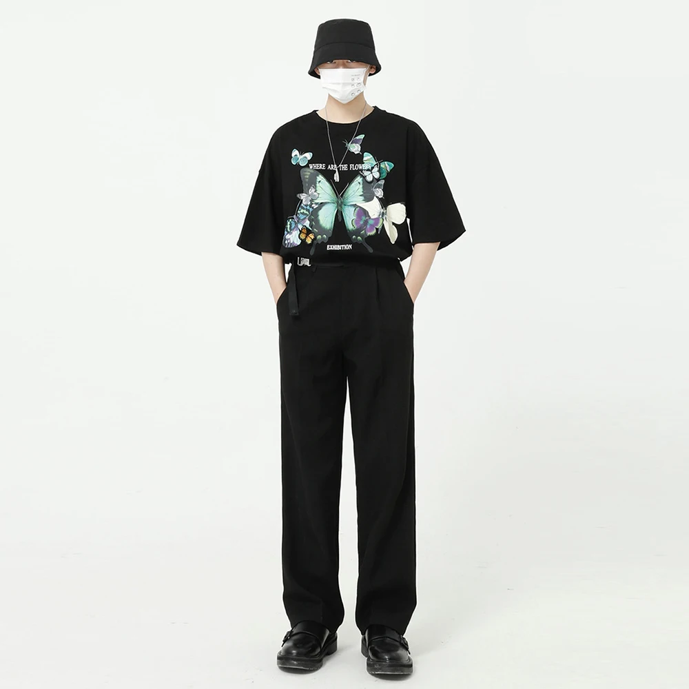 

Men's Simple Leisure Mens Pants Loose Fashion Trend Black Color Casual Pants Male Trousers