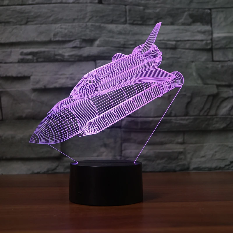 Креативная крутая ракета настольная лампа 7 цветов меняющая 3d Новинка