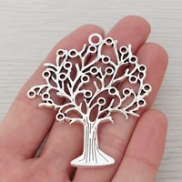 3 x hollow open large tree charms pendants for necklaces jewelry making findings 61x54mm