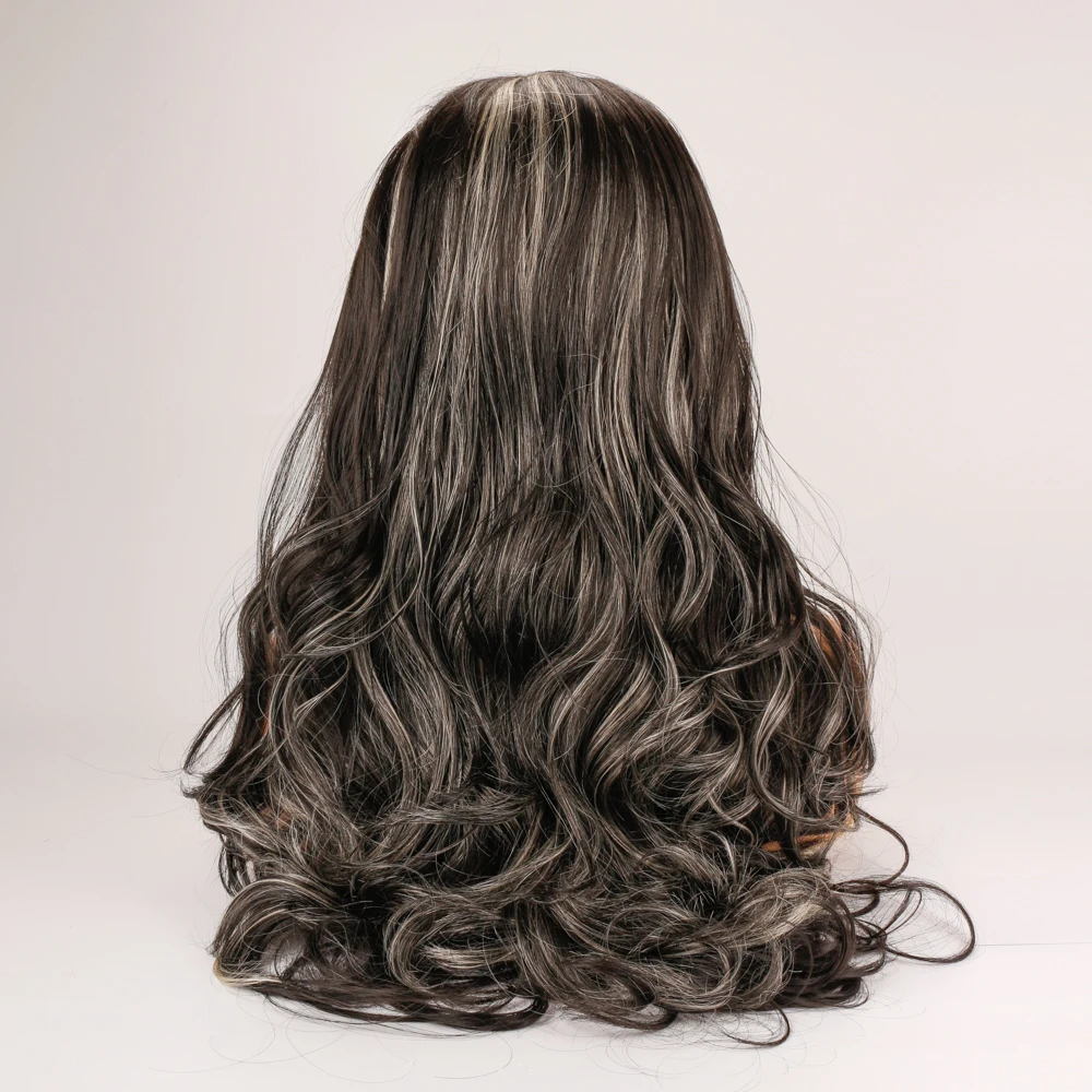 

Lace Front Wig Long Black Ombre Wavy Wig with Highlights Cosplay Synthetic Wigs Women Heat Resistant Middle Part Wigs