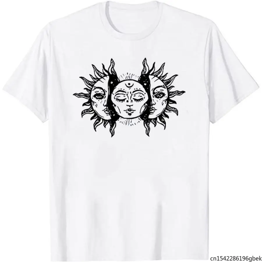 

Summer Women's Solar Eclipse Sun and Moon T-Shirt Vintage Fashion Aesthetic Grunge Tee Hipsters Gothic Clothing