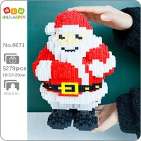 hcp 8671 merry christmas holiday santa claus old man hat 3d model diy mini magic blocks bricks building toy for children no box