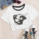 Футболка с японским аниме Саске Акацуки, забавный мультяшный укороченный топ для влюбленных пар, уличная одежда в стиле Харадзюку, уличный Топ Y2k в стиле хип-хоп, 2021