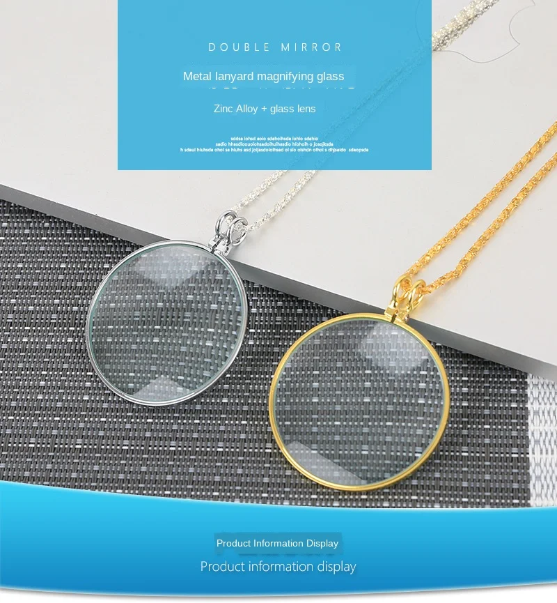 Full metal hanging chain magnifying glass glass lens exquisite necklace magnifying glass small gifts