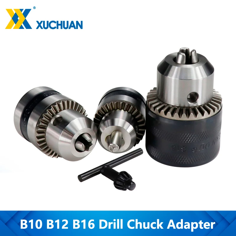 Drill Chuck With Wrench B10(0.6-6mm) B12(1.5-10mm) B16(1.5-13mm) For CNC Machine Convert Adapter Chuck Power Tool Accessories