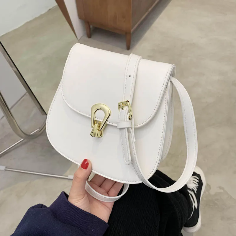 

2021 New Fashion Ladies Simple Texture Messenger Shoulder Bag Niche Messenger Saddle Bag High Quality Popular Bag Female Bag