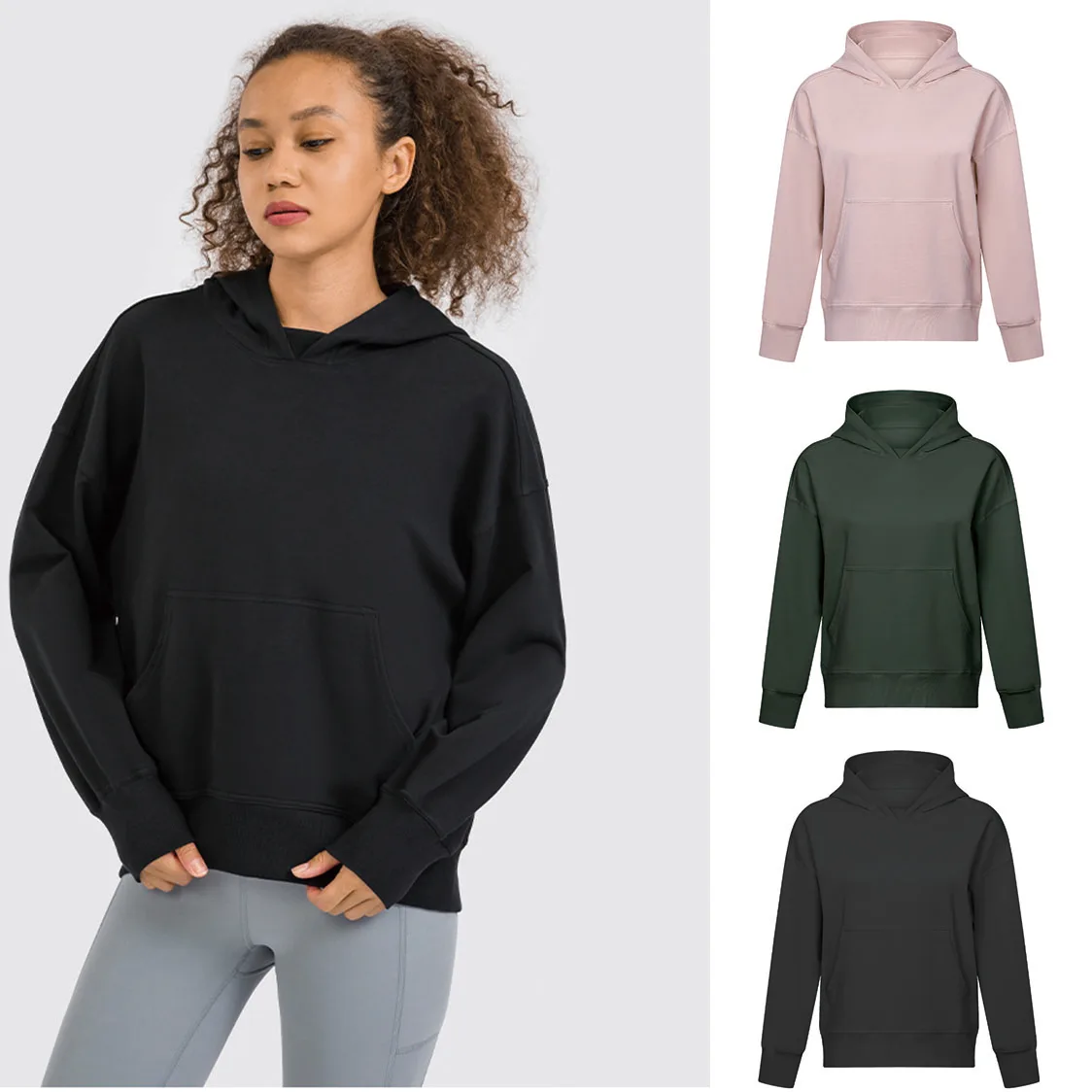 

Осень 2021 повседневные свитшоты, уличная одежда, Женская однотонная одежда, пуловеры, хлопковые черные толстовки для женщин, Прямая поставка