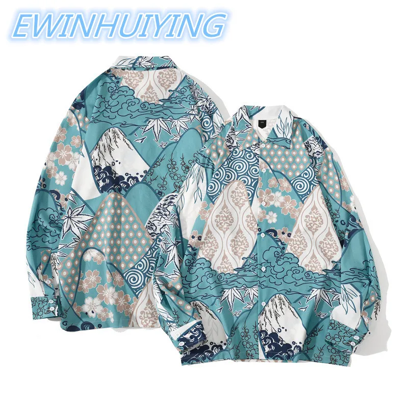 

Мужские китайский Стиль Ретро Рубашка с длинными рукавами свободные размера плюс пейзажная живопись печатных ежедневно повседневная руба...