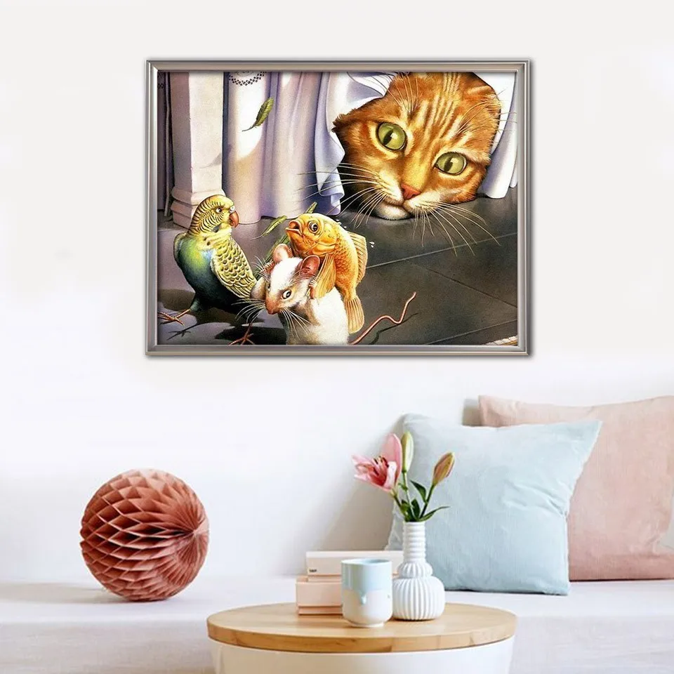 EverShine 5D Diamond Painting Full Square Animals Picture Of Rhinestones Embroidery Sale Cartoon Cat Mosaic Wall Decor | Дом и сад