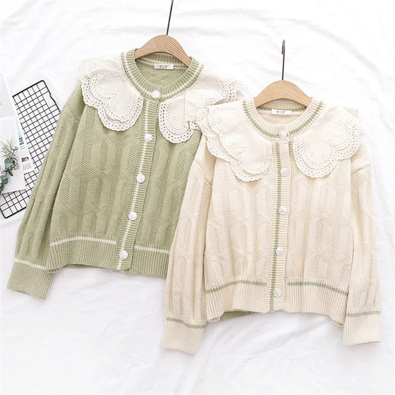 Женский вязаный кардиган с воротником Питер Пэн |