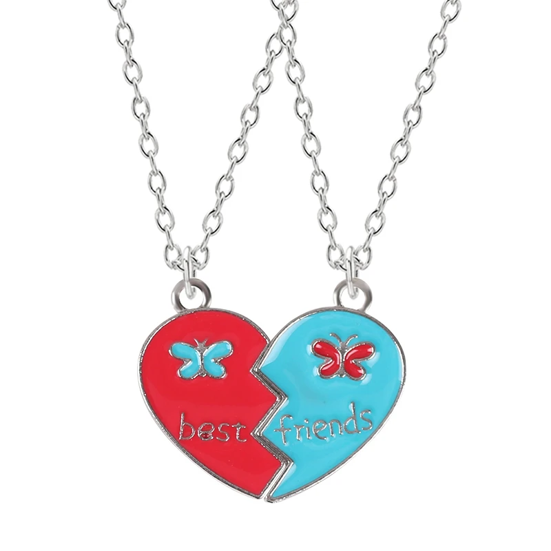 

2 Piece Set Men And Women Necklace Love Alloy Pendant Best Friend Friendship BFF Necklace Female Fashion Jewelry Gift 2020