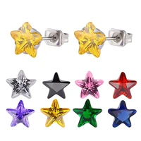 4mm5mm6mm7mm8mm colorful star cz aaa cubic zirconia stud earrings stainless steel titanium steel earrings for women jewelry