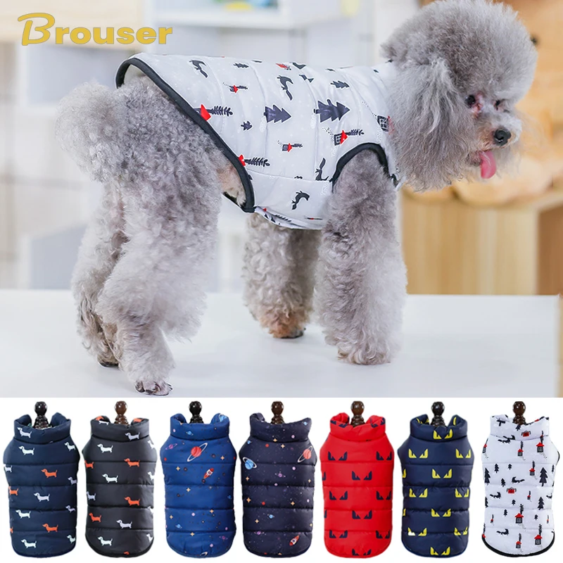 

Warm Dog Clothes Winter Dog Coat Vest Jacket Cute Print Cotton Pet Clothing for Puppy Chihuahua Bulldogs Yorkshire Cat Costume