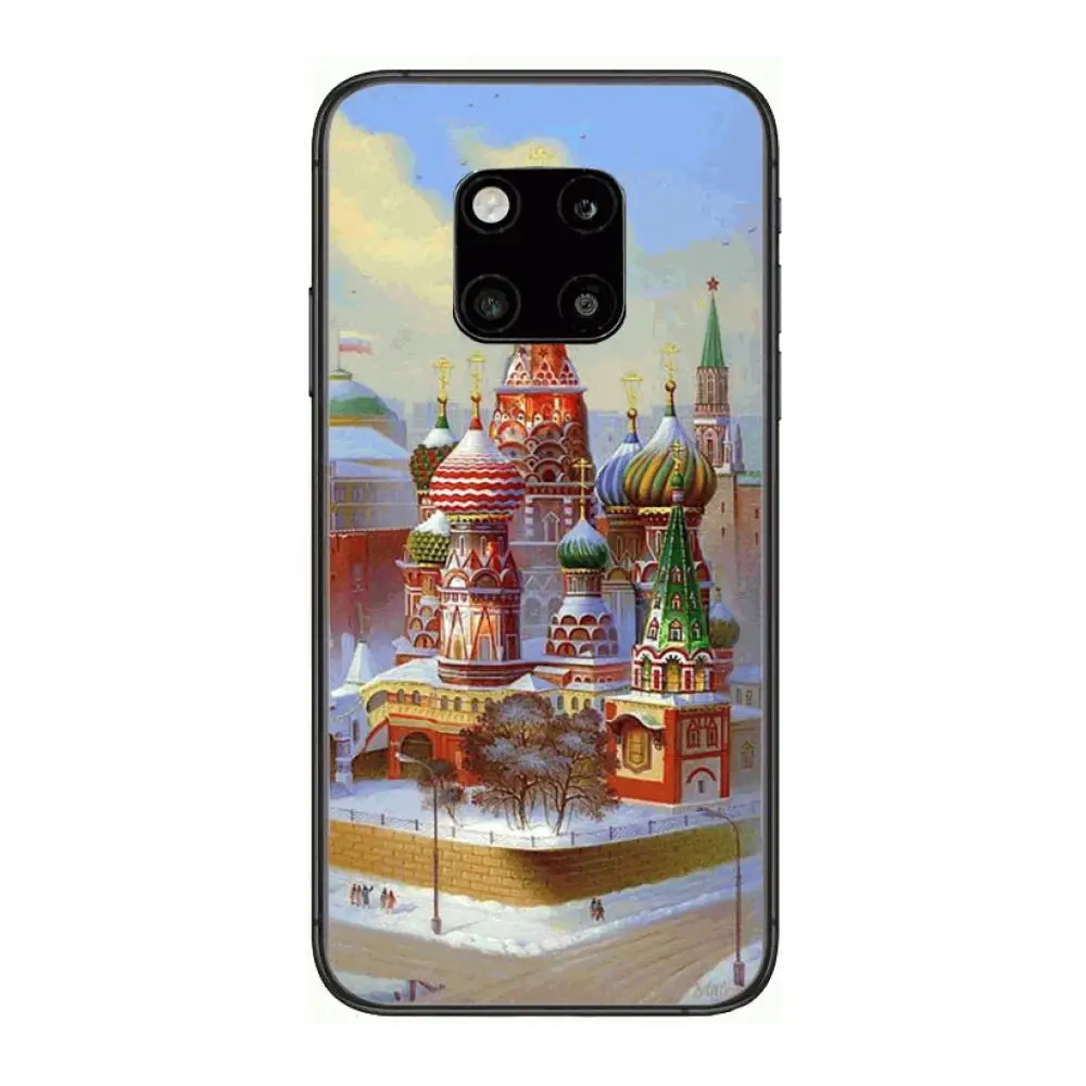 

Russian famous building Phone Case For Huawei mate 30 10 20 40 Lite Smart Z Pro Black Etui 3D Coque Painting Hoesjes case