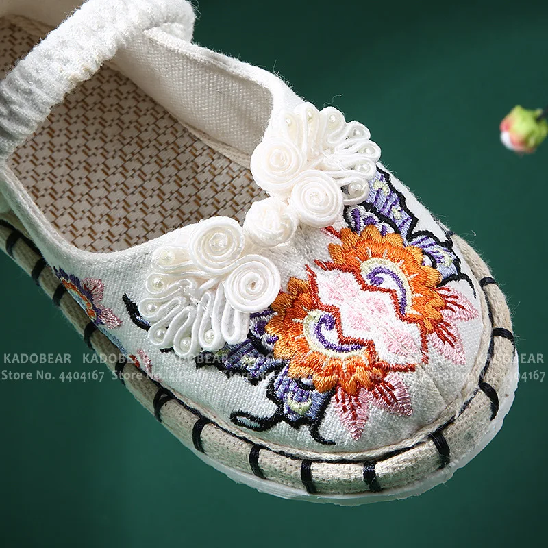 Детские холщовые туфли ручной работы с вышивкой для мальчиков и девочек
