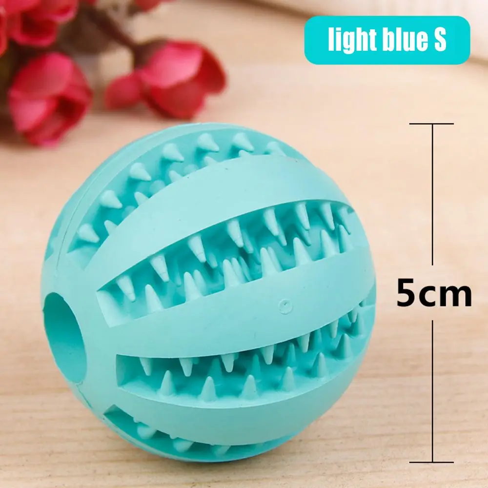 Light Blue Питомец собака кошка щенок резиновая жевательная игрушка лечение Дозирующий держатель мяч нетоксичный Стоматологическая Чистящая обучающая игрушка, резиновый мяч игрушка для кормления - Цвет: Light Blue