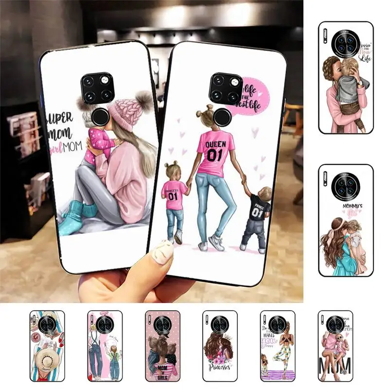 

Super Mama Girl Mom Boy Baby Phone Case For Huawei Nova3I 3E mate20lite 20Pro 10lite Luxury funda case