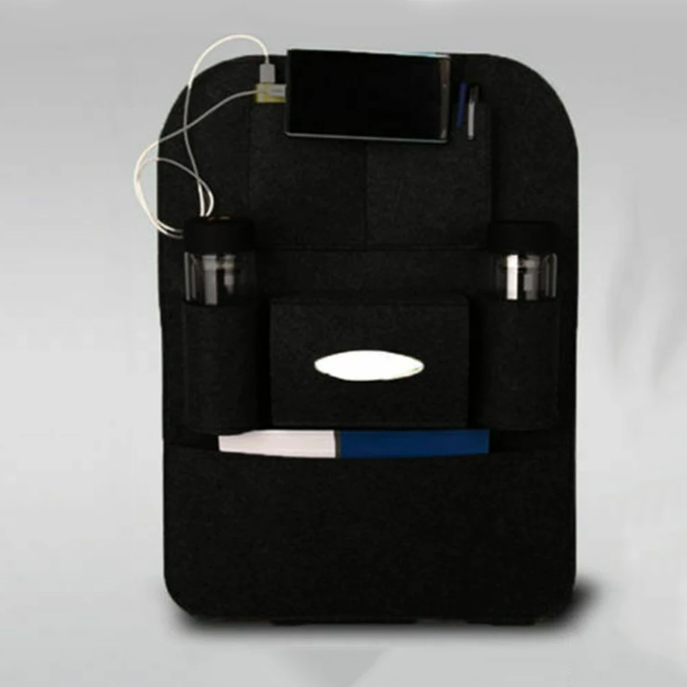 

car interior Auto Car Seat Back Multi-Pocket Storage Bag Organizer Holder Accessory Felt Back Bag