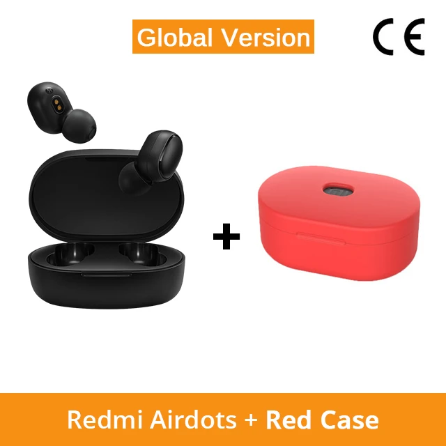 GV N Red Case Xiao mi Red mi AirDots mi True Беспроводные Bluetooth 5,0 наушники-вкладыши стерео бас наушники с mi c Handsfree наушники AI управление - Цвет: GV N Red Case