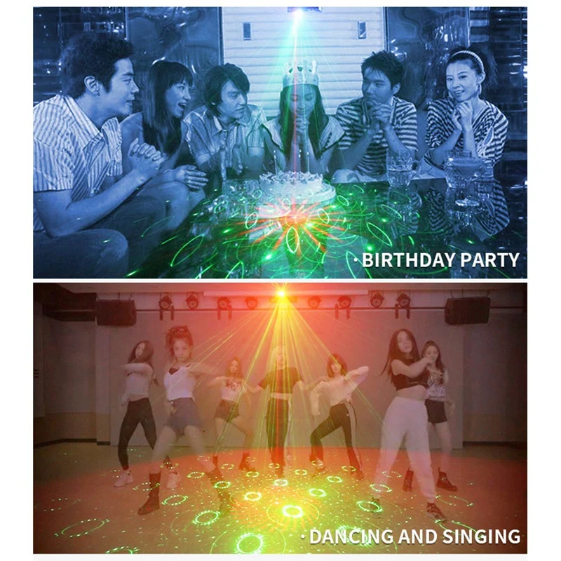 

6 Hole LED Disco Light 128 Pattern Projector Remote/Sound Activated RGB DJ Party Stage Light Christmas Lamp Decoration