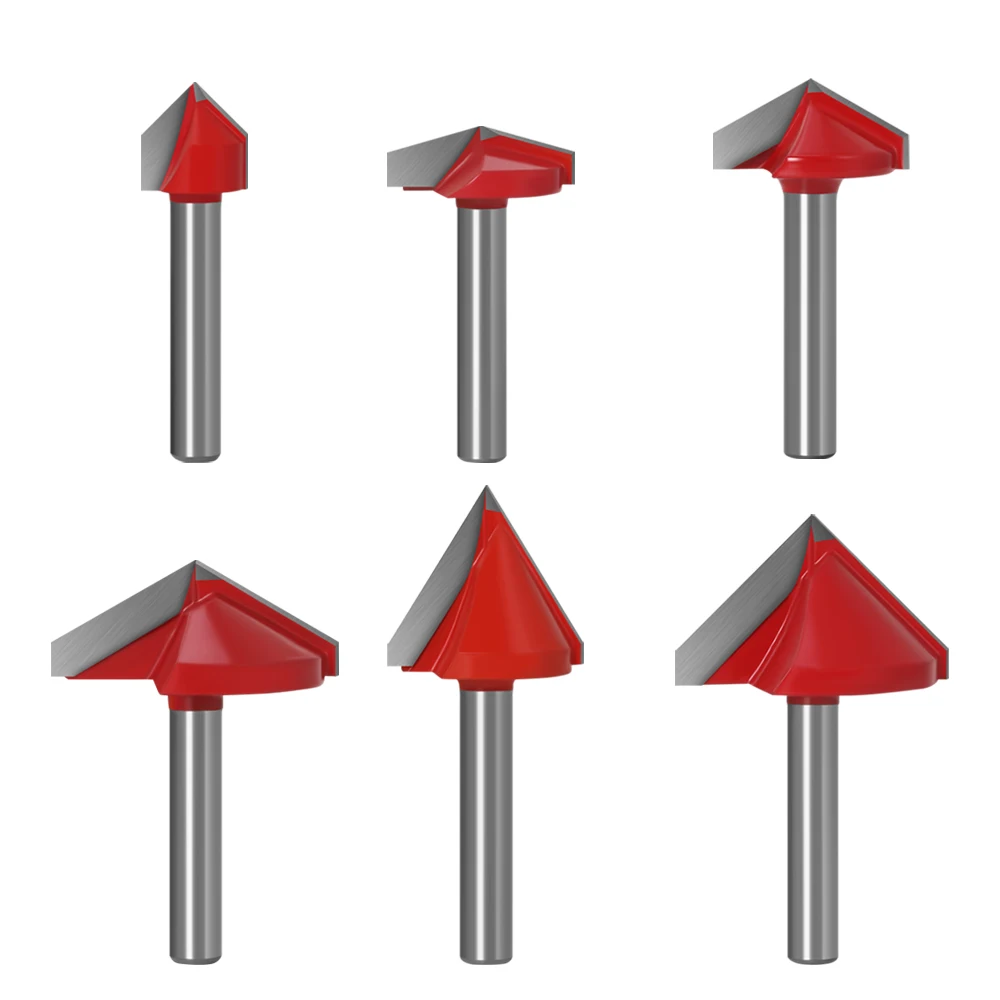 6 мм V Bit 1PCS ЧПУ твердосплавная Концевая фреза деревообрабатывающий резак из