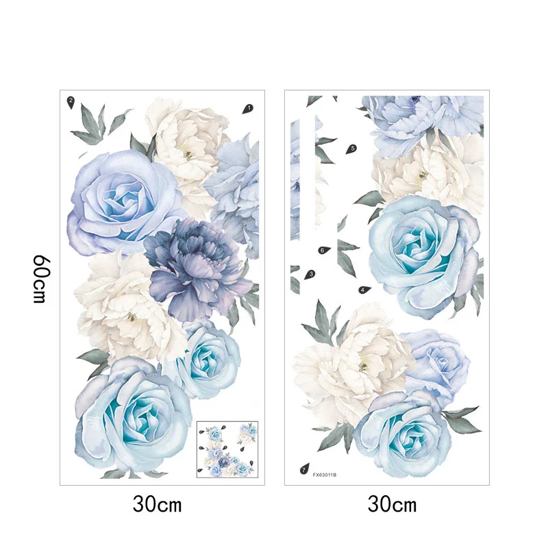 2 шт. современный цветы пионы на стены Стикеры ТВ фон Спальня Настенная Наклейка