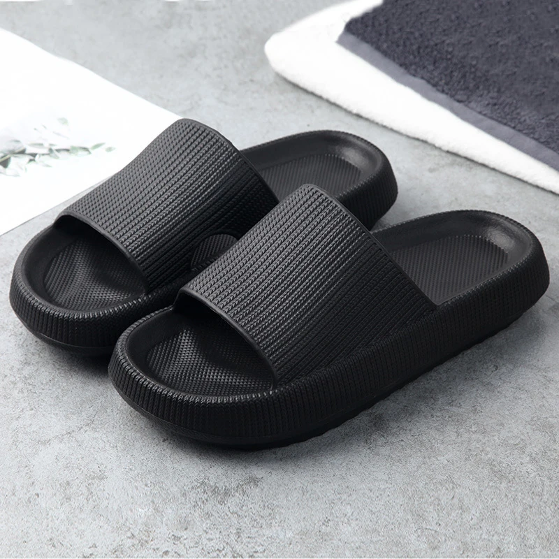 

Indoor Comfortable Soft Slippers Men Women Non-slip Bathroom Home Shoes Flat EVA Living Room Thick Sole Slides Women's Sandals