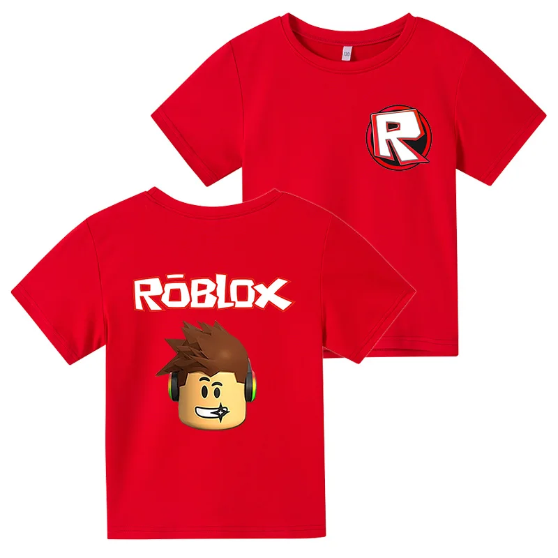 

Summer 2021 Kids T-shirt ROBLOX Cotton Printed R Logo Top