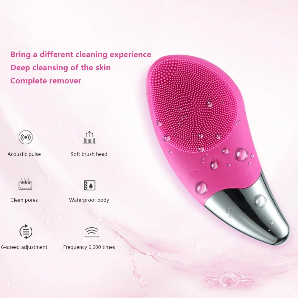 Мини электрическая щетка для очищения лица Силиконовый звуковой Вибрационный