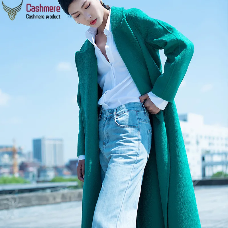 Женское двухстороннее шерстяное пальто осенне-зимнее удлиненное Удлиненное