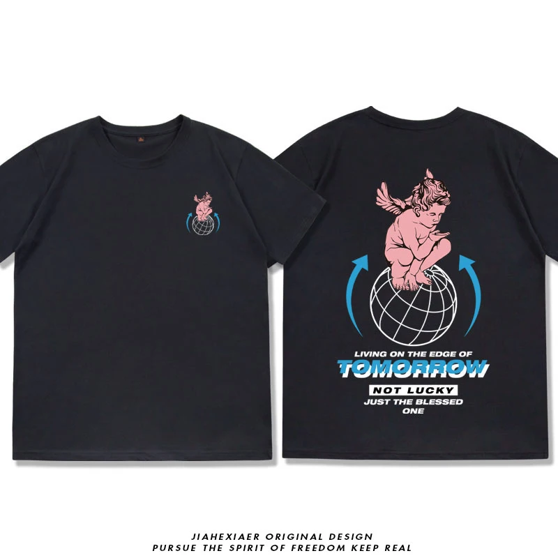 

Radiomax Summer Men's T-shirt Short-Sleeved Pure Cotton Loose Half-Sleeved Round Neck T-shirts Simple Couple Oversized T-shirt