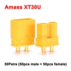 Антискользящий штекер Amass XT30U, 50 пар, 2 мм, золотистый коннектор, обновленный штекер XT30 для радиоуправляемого квадрокоптера