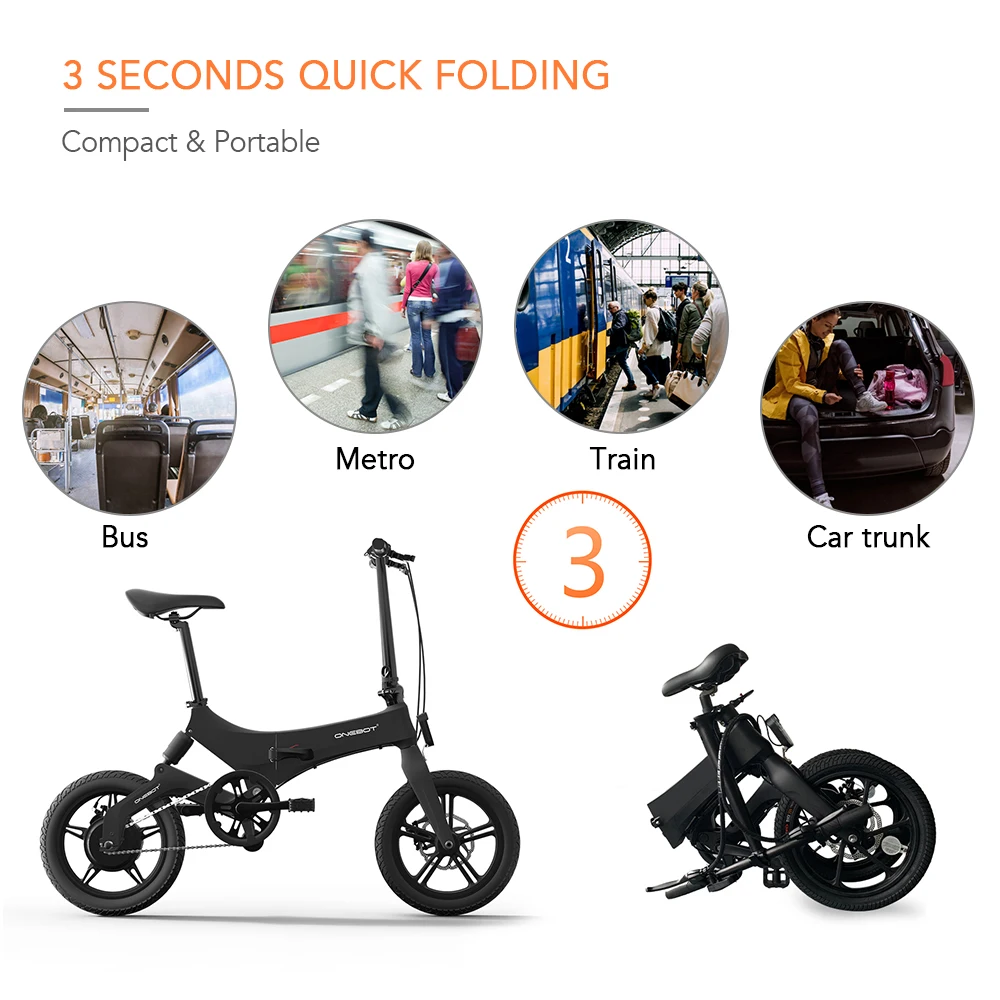 16-дюймовый складной электрический велосипед с электроприводом мопед