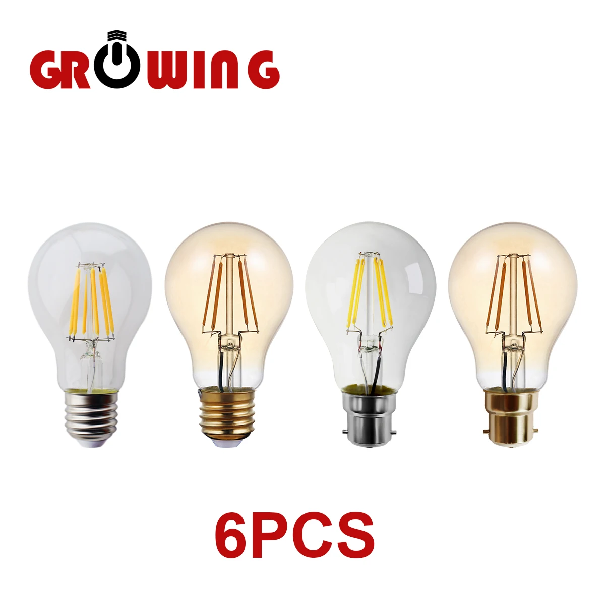 

6pcs/lot Retro Edison Filament Bulb A60 6w Decor For Chrismas E27 B22 220v Vintage Lamp 2500k 4000k Home Decoration