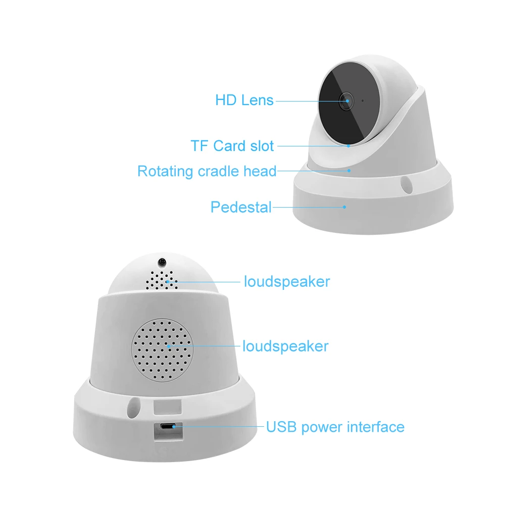 V380 Pro 1080P IP HD 5V1.5A Dome Camera 6 Infrared LED Wireless WIFI Two-way Audio TF Card Monitor | Безопасность и защита