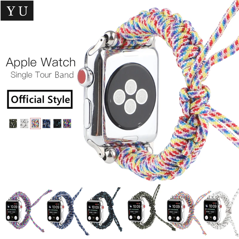 

Ремешок парашютный тонкий для Apple Watch Series 5 4 3 2 1, браслет для iWatch 38/40/42/44 мм, аксессуары для часов